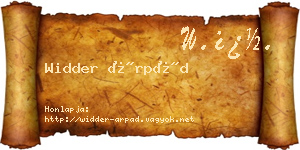 Widder Árpád névjegykártya